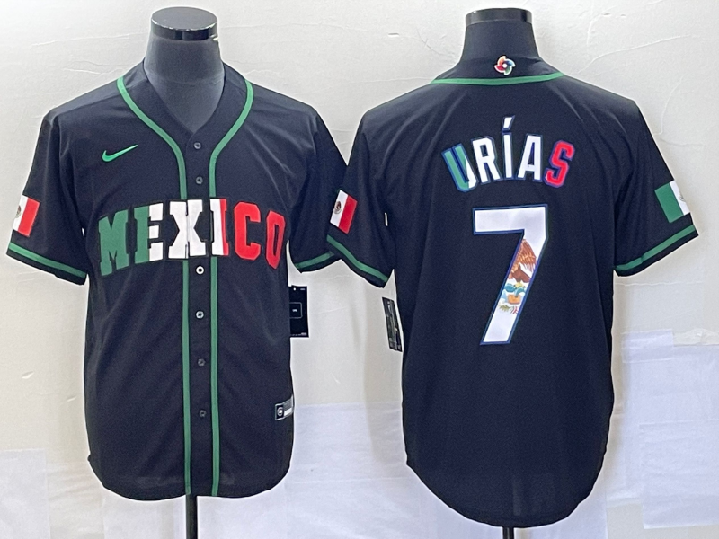 Men's Mexico Baseball #7 Julio Urías 2023 Black World Baseball With Patch Classic Stitched Jersey Men's Mexico Baseball #7 Julio Urías 2023 Black World Baseball With Patch Classic Stitched Jersey